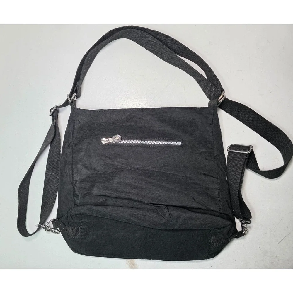 Jinqiaoer Shoulder Bag Backpack Black Multi Pockets Travel Zip Crossbody Bags